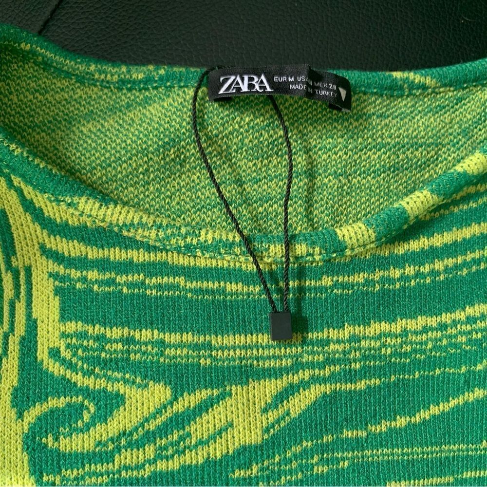 ZARA GREEN SWEATER MINI DRESS - Picture 11 of 12